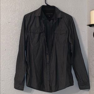 Black And Grey Long Sleeve Collared Shirt